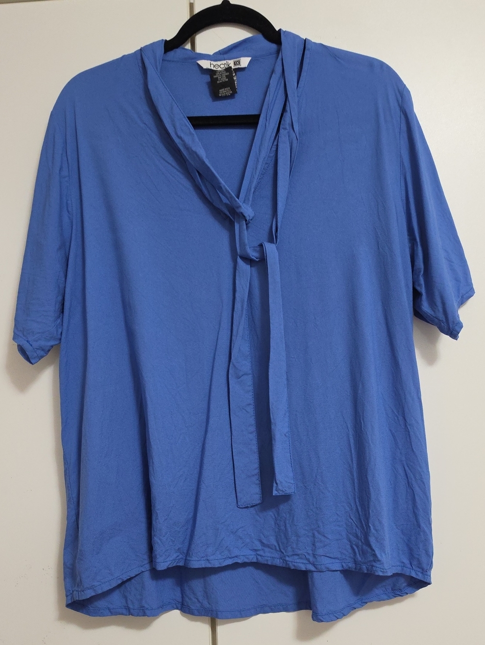 Light Blue Tie-Neck Short Sleeve Tank Top - ECHT
